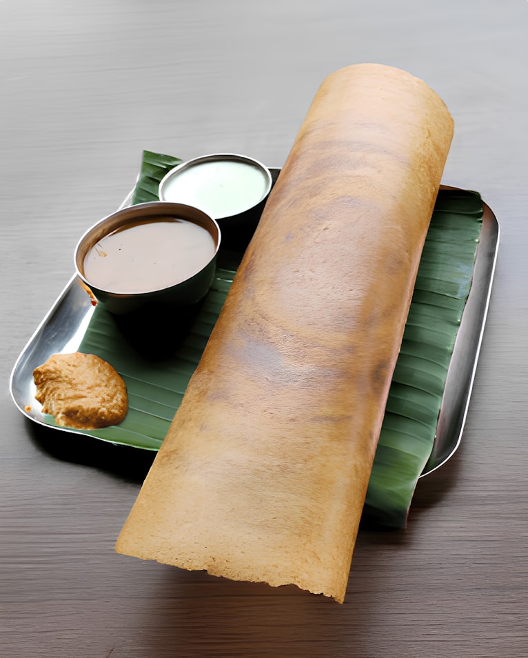 Authentic Kerala Breakfast - Traditional Dosa with coconut chutney and sambar served at Chillout PG